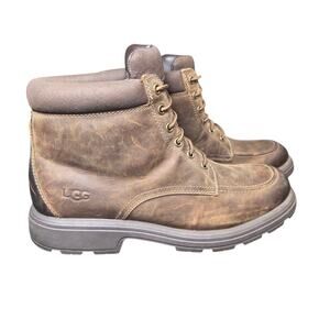 Men's UGG Biltmore Leather Waterproof Brown Size 11 Moc Toe Lace‎ Up Soft Comfy